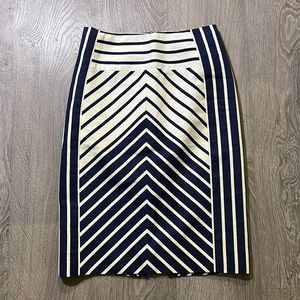 J Crew 00 Blue White Chevron Stripe Pencil Skirt